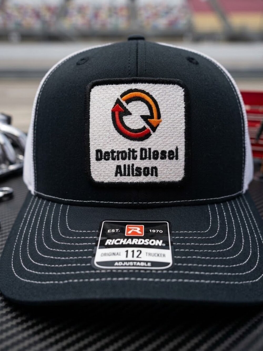 Retro Detroit Diesel Allison Hat Patch Black White Richardson 112 Snapback Cap